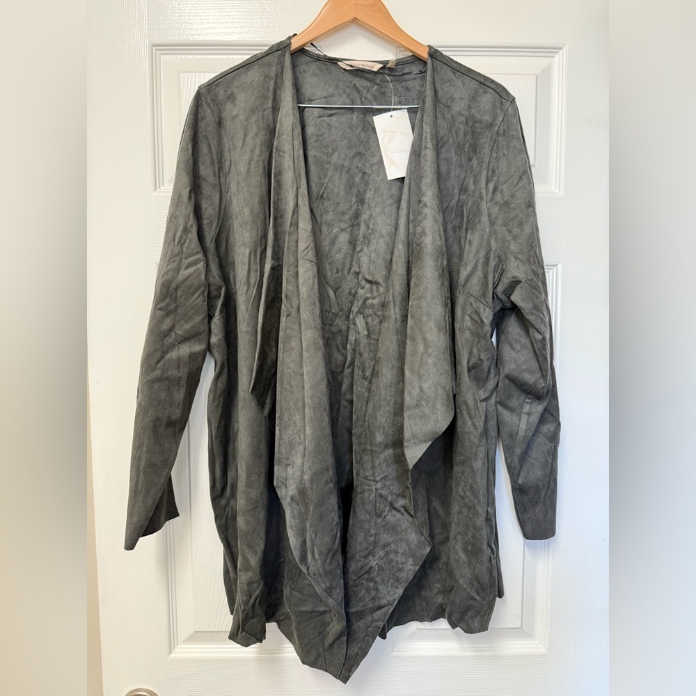 Soft Surroundings Women’s Suede Long Asymmetrical Jacket Size 2X